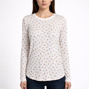 Women's White Printed Long Sleeve Top